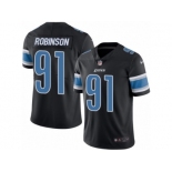 Men's Nike Detroit Lions #91 A'Shawn Robinson Limited Black Rush NFL Jersey