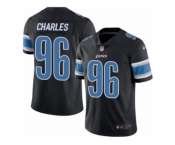 Men's Nike Detroit Lions #96 Stefan Charles Limited Black Rush NFL Jersey