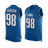 Men's Nike Detroit Lions #98 Damon Harrison Limited Blue Player Name & Number Tank Top NFL Jersey