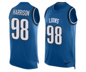 Men's Nike Detroit Lions #98 Damon Harrison Limited Blue Player Name & Number Tank Top NFL Jersey