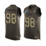 Men's Nike Detroit Lions #98 Damon Harrison Limited Green Salute to Service Tank Top NFL Jersey