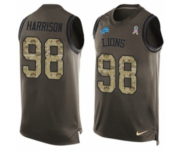 Men's Nike Detroit Lions #98 Damon Harrison Limited Green Salute to Service Tank Top NFL Jersey