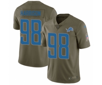 Men's Nike Detroit Lions #98 Damon Harrison Limited Olive 2017 Salute to Service NFL Jersey