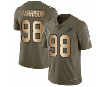 Men's Nike Detroit Lions #98 Damon Harrison Limited Olive Gold Salute to Service NFL Jersey