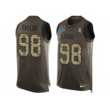 Men's Nike Detroit Lions #98 Devin Taylor Limited Green Salute to Service Tank Top NFL Jersey