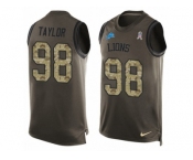 Men's Nike Detroit Lions #98 Devin Taylor Limited Green Salute to Service Tank Top NFL Jersey