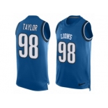 Men's Nike Detroit Lions #98 Devin Taylor Limited Light Blue Player Name & Number Tank Top NFL Jersey