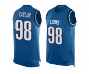 Men's Nike Detroit Lions #98 Devin Taylor Limited Light Blue Player Name & Number Tank Top NFL Jersey