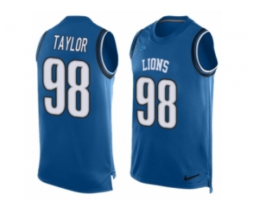 Men's Nike Detroit Lions #98 Devin Taylor Limited Light Blue Player Name & Number Tank Top NFL Jersey