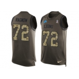 Nike Detroit Lions #72 Frank Ragnow Men Salute to Service Tank Top Green Limited NFL Jersey