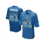 Nike Detroit Lions #81 Calvin Johnson Blue Team Color Men's Stitched NFL Limited Strobe Jersey