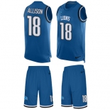 Nike Lions #18 Geronimo Allison Blue Team Color Men's Stitched NFL Limited Tank Top Suit Jersey