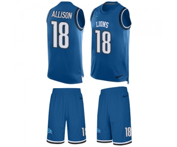 Nike Lions #18 Geronimo Allison Blue Team Color Men's Stitched NFL Limited Tank Top Suit Jersey