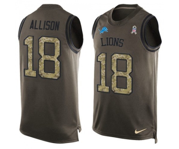 Nike Lions #18 Geronimo Allison Green Men's Stitched NFL Limited Salute To Service Tank Top Jersey