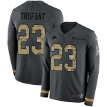 Nike Lions #23 Desmond Trufant Anthracite Salute to Service Men's Stitched NFL Limited Therma Long Sleeve Jersey