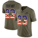 Nike Lions #23 Desmond Trufant Olive USA Flag Men's Stitched NFL Limited 2017 Salute To Service Jersey