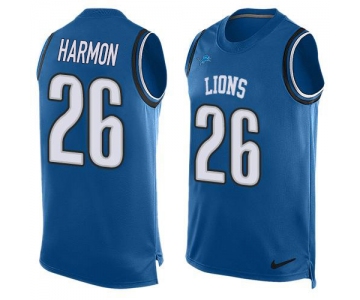 Nike Lions #26 Duron Harmon Blue Team Color Men's Stitched NFL Limited Tank Top Jersey