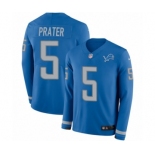 en's Nike Detroit Lions #5 Matt Prater Limited Blue Therma Long Sleeve NFL Jersey