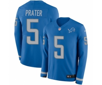 en's Nike Detroit Lions #5 Matt Prater Limited Blue Therma Long Sleeve NFL Jersey