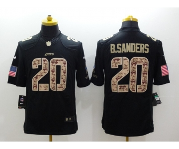 nike nfl jerseys detroit lions #20 b.sanders black[salute to service limited]