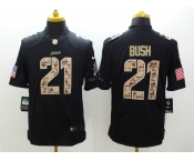 nike nfl jerseys detroit lions #21 bush black[salute to service limited]