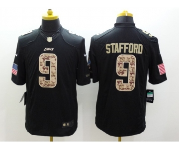 nike nfl jerseys detroit lions #9 stafford black[salute to service limited]