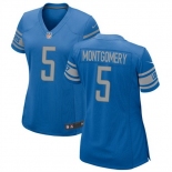 Women Detroit Lions 5 David Montgomery Blue Stitched Jersey