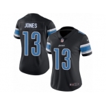 Women Nike Detroit Lions #13 T.J. Jones Limited Black Rush Vapor Untouchable NFL Jersey