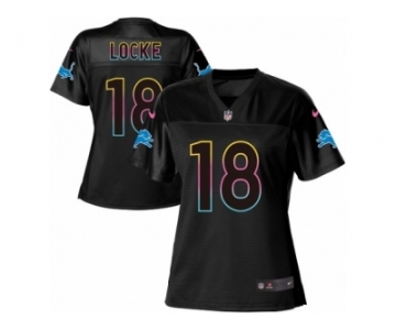 Women Nike Detroit Lions #18 Jeff Locke Game Black Fashion NFL Jersey