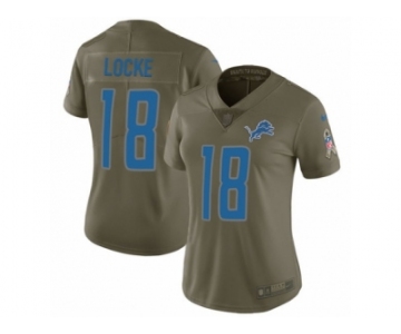 Women Nike Detroit Lions #18 Jeff Locke Limited Olive 2017 Salute to Service NFL Jersey