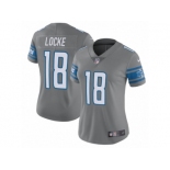 Women Nike Detroit Lions #18 Jeff Locke Limited Steel Rush Vapor Untouchable NFL Jersey