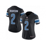 Women Nike Detroit Lions #2 Kasey Redfern Limited Black Rush Vapor Untouchable NFL Jersey