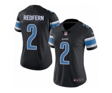 Women Nike Detroit Lions #2 Kasey Redfern Limited Black Rush Vapor Untouchable NFL Jersey