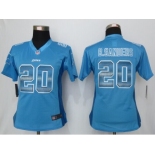 Women Nike Detroit Lions #20 B.Sanders Blue Strobe Jerseys