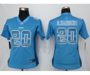 Women Nike Detroit Lions #20 B.Sanders Blue Strobe Jerseys