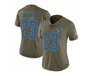 Women Nike Detroit Lions #23 Darius Slay Jr Olive Stitched NFL Limited 2017 Salute to Service Jersey