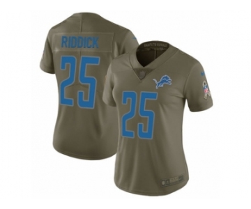 Women Nike Detroit Lions #25 Theo Riddick Limited Olive 2017 Salute to Service NFL Jersey