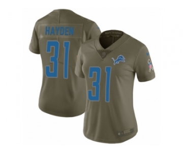 Women Nike Detroit Lions #31 D.J. Hayden Limited Olive 2017 Salute to Service NFL Jersey