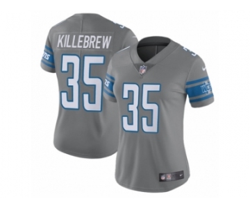 Women Nike Detroit Lions #35 Miles Killebrew Limited Steel Rush Vapor Untouchable NFL Jersey