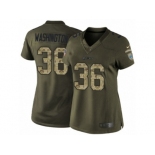 Women Nike Detroit Lions #36 Dwayne Washington Limited Green Salute to Service NFL Jersey