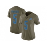 Women Nike Detroit Lions #5 Matt Prater Olive Stitched NFL Limited 2017 Salute to Service Jersey