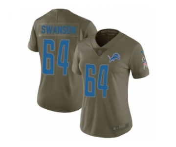 Women Nike Detroit Lions #64 Travis Swanson Limited Olive 2017 Salute to Service NFL Jersey