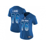 Women Nike Detroit Lions #76 T.J. Lang Royal Stitched NFL Limited NFC 2018 Pro Bowl Jersey