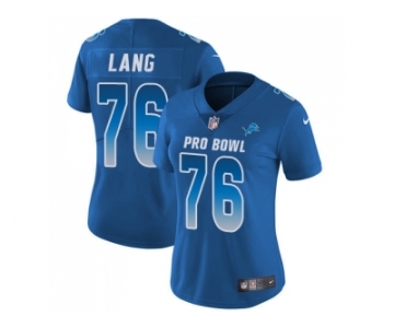 Women Nike Detroit Lions #76 T.J. Lang Royal Stitched NFL Limited NFC 2018 Pro Bowl Jersey