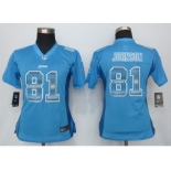 Women Nike Detroit Lions #81 Calvin Johnson Blue Strobe Jerseys