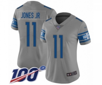 Women's Detroit Lions #11 Marvin Jones Jr Limited Gray Inverted Legend 100th Season Football Jersey