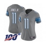 Women's Detroit Lions #11 Marvin Jones Jr Limited Steel Rush Vapor Untouchable 100th Season Football Jersey