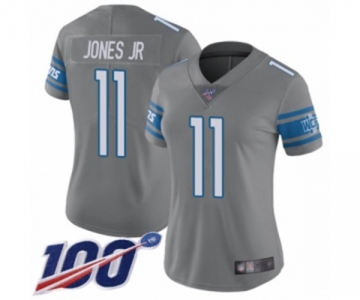 Women's Detroit Lions #11 Marvin Jones Jr Limited Steel Rush Vapor Untouchable 100th Season Football Jersey