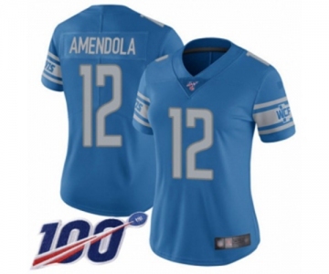 Women's Detroit Lions #12 Danny Amendola Blue Team Color Vapor Untouchable Limited Player 100th Season Football Jersey