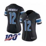 Women's Detroit Lions #12 Danny Amendola Limited Black Rush Vapor Untouchable 100th Season Football Jersey